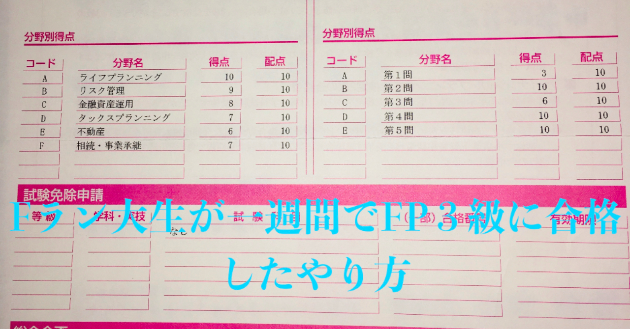 Fp3級 自堕落大学生が勉強時間２０時間未満 受験費用のみで合格したやり方 クソ簡単笑 Sabi Brain