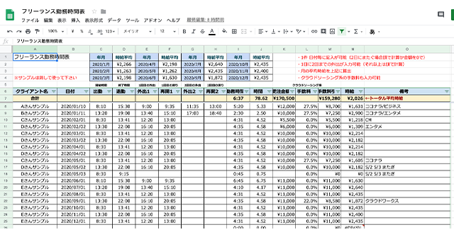 フリーランス向け時間管理表 スプレッドシート かずや 動画編集 Brain