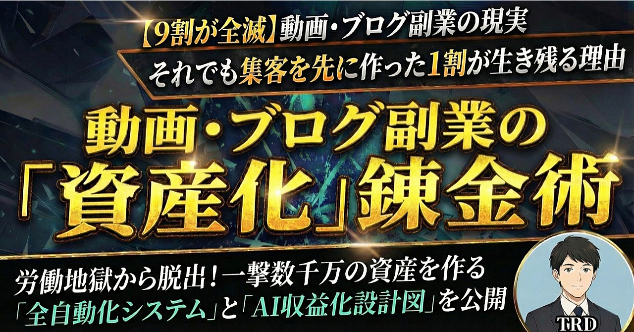 【9割が全滅】動画・ブログ副業の現実 ― 集客構造を先に作った1割だけが資産を積み上げる理由
