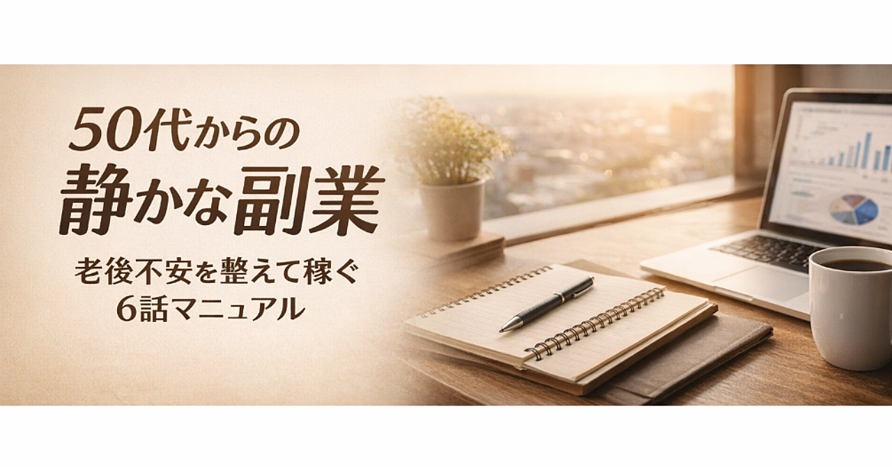 50代からの静かな副業
 老後不安を整えて稼ぐ6話マニュアル