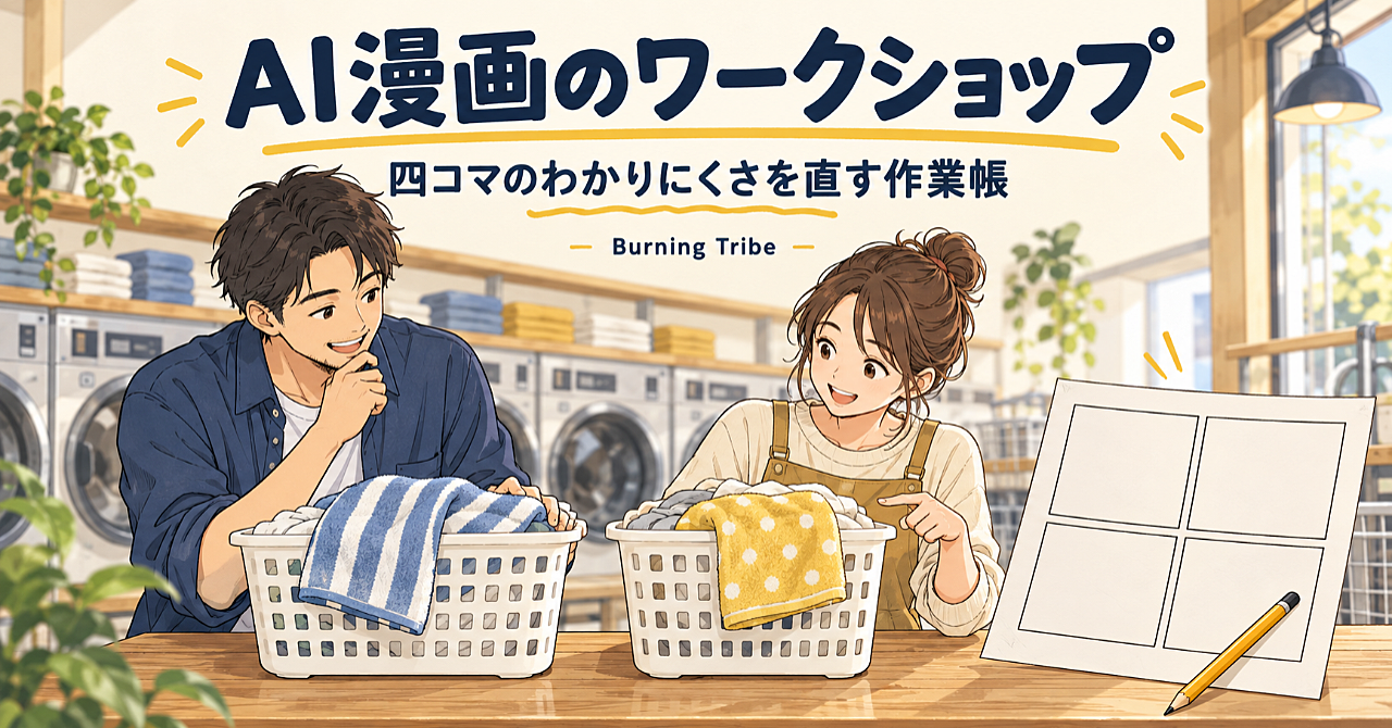 AI漫画のワークショップ:四コマの「わかりにくさ」を直す作業帳のアイキャッチ画像