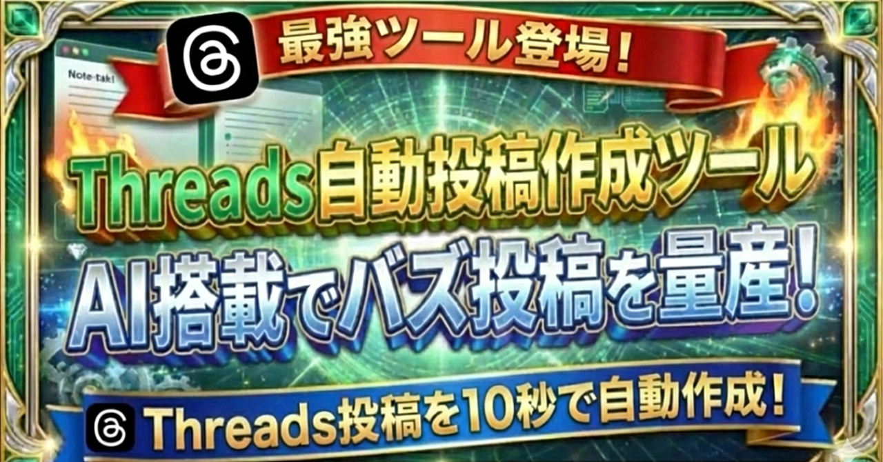【最強ツール】Threads投稿を10秒で自動作成！AI搭載の「Threads Crafter」でバズ投稿量産！もう投稿で悩まない