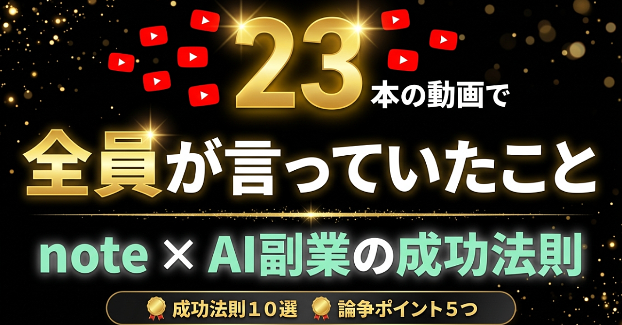 23本の動画で全員が言っていたこと｜note×AI副業の成功法則