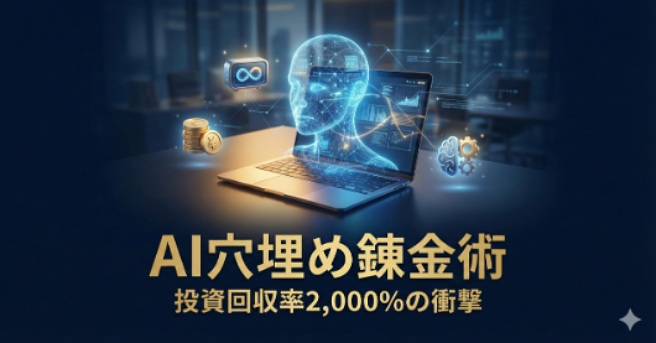 【スキマ時間で月収100万】投資回収率2,000％超：凡人が「AI穴埋め錬金術」で労働から解放される全ロードマップ