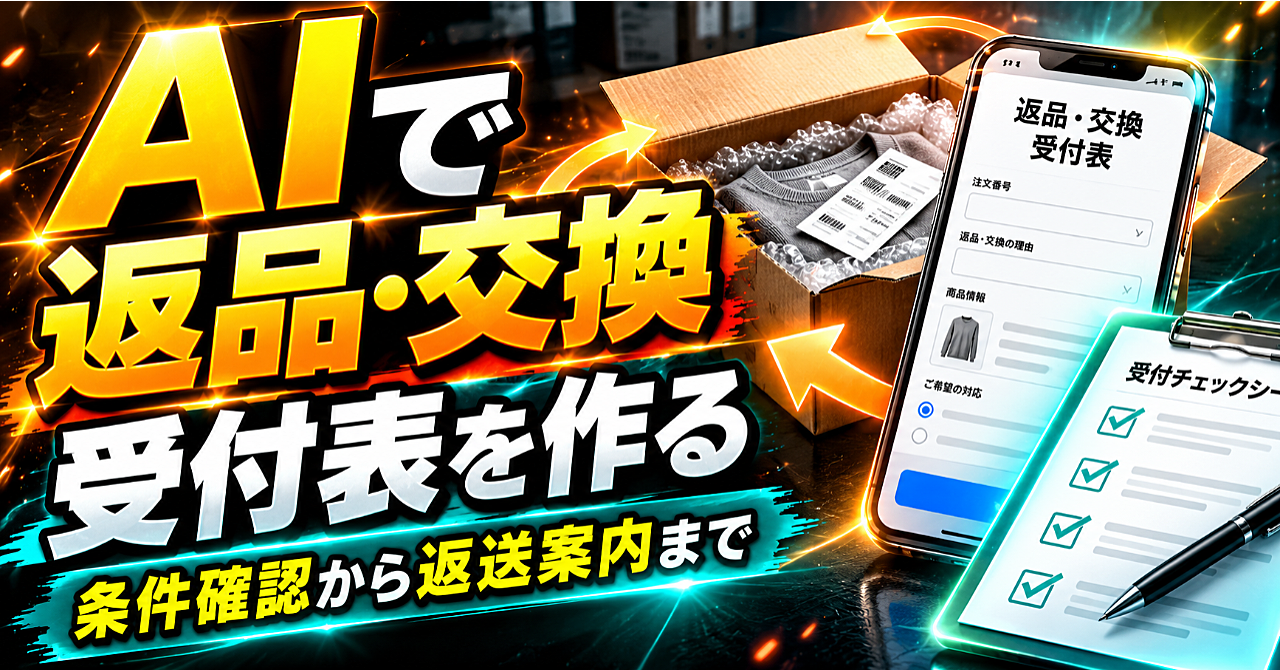 【AIで返品・交換の受付表を作る】条件確認から返送案内まで、誤案内を防ぐ実務手順のアイキャッチ画像