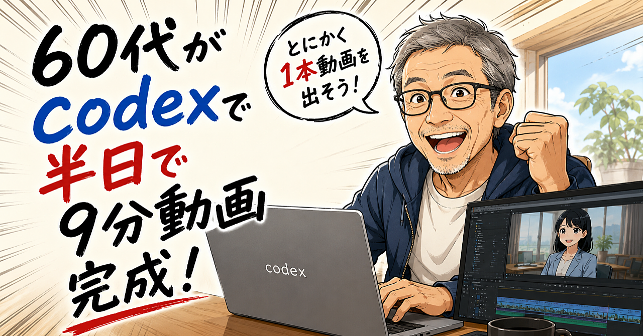 64歳、収益0から半日で9分動画完成。
私がCodexで体験した「AIとの本当の挑戦」