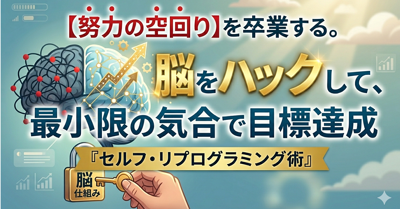 「努力の空回り」を卒業する。脳の仕組みをハックして、最小限の気合で目標を達成する『セルフ・リプログラミング術』