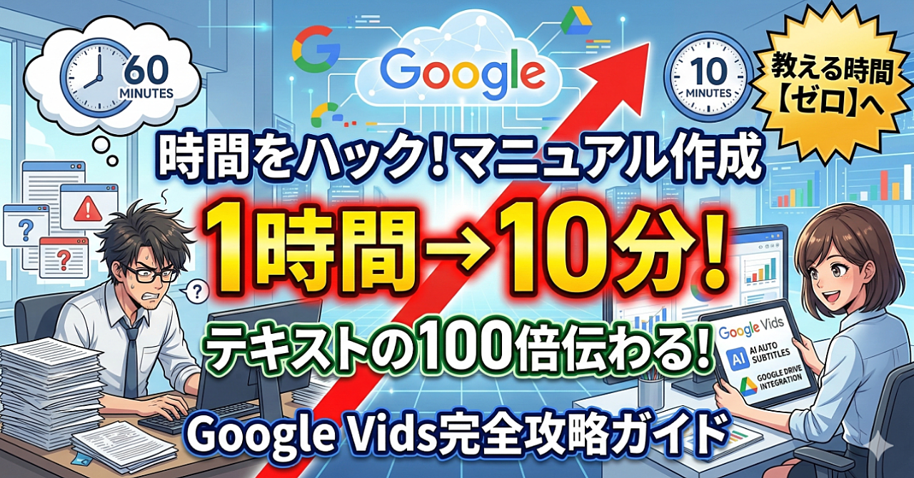 【教える時間ゼロ】1時間のマニュアル作成が10分で完了!Google Vids完全攻略ガイド〜テキストの100倍伝わる最強の自動化術〜
