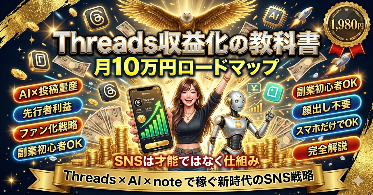 【保存版】Threads収益化の教科書　AI×おしゃべりで投稿を量産しファンを作って稼ぐSNS戦略 