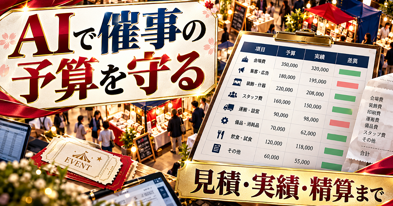 【AIで催事の予算を守る】見積・実績・精算まで、小さなイベントの管理表を作るのアイキャッチ画像