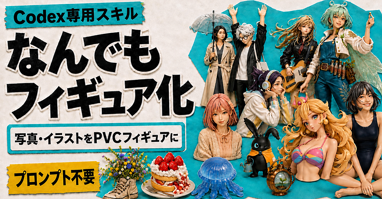 カスタム歓迎。フィギュア化プロンプトをAIスキルにしました。毎回プロンプト貼らずに画像を渡すだけ。Codex|エージェントスキルのアイキャッチ画像