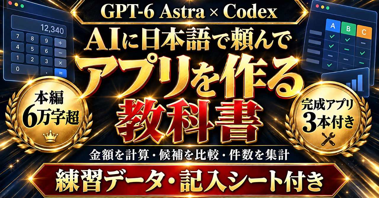 【本編6万字超・完成アプリ3本付き】AIに日本語で頼んで作る、見積もり・比較・集計アプリ|GPT-6 Astra×Codexのアイキャッチ画像