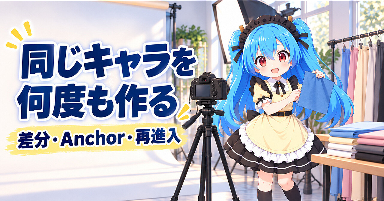 【AI画像生成実務】「一発で当てる」から卒業する――同じキャラ・差分・背景へ戻れる制作フローのアイキャッチ画像