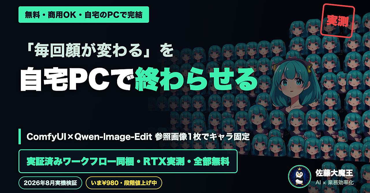 毎回顔が変わる、を終わらせる|自宅PCに同じキャラを無限に描く工房を作るのアイキャッチ画像
