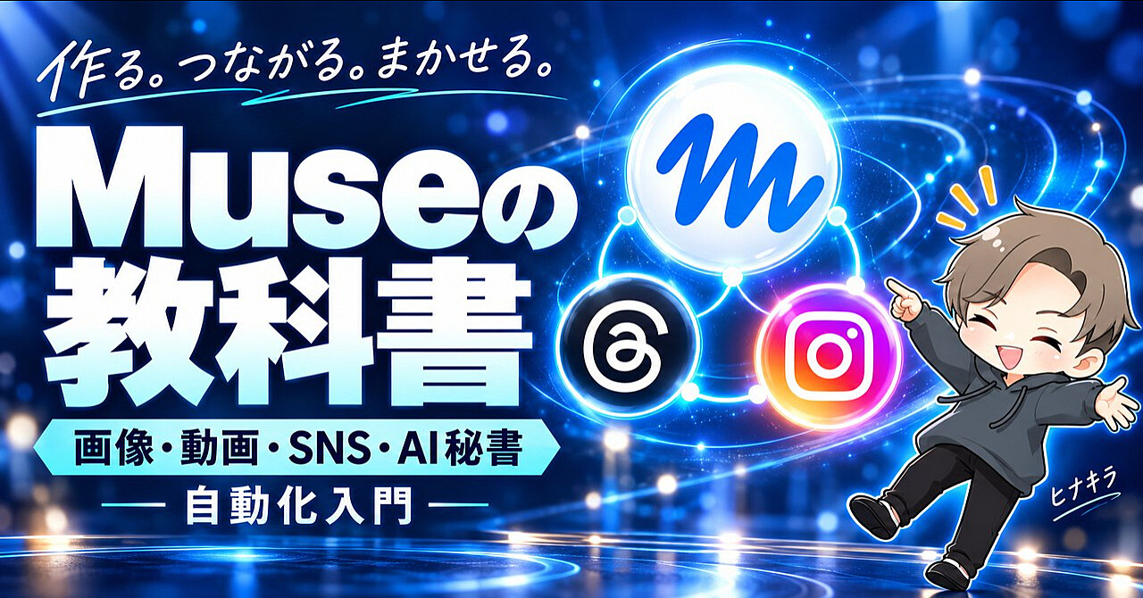 【初日980円】Museの教科書 | スレッズ・インスタ連携も出来る最新AIの使い方のアイキャッチ画像