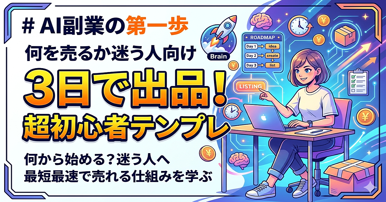 AI副業の第一歩｜何を売るか迷う人向け 3日で出品まで進める超初心者テンプレ