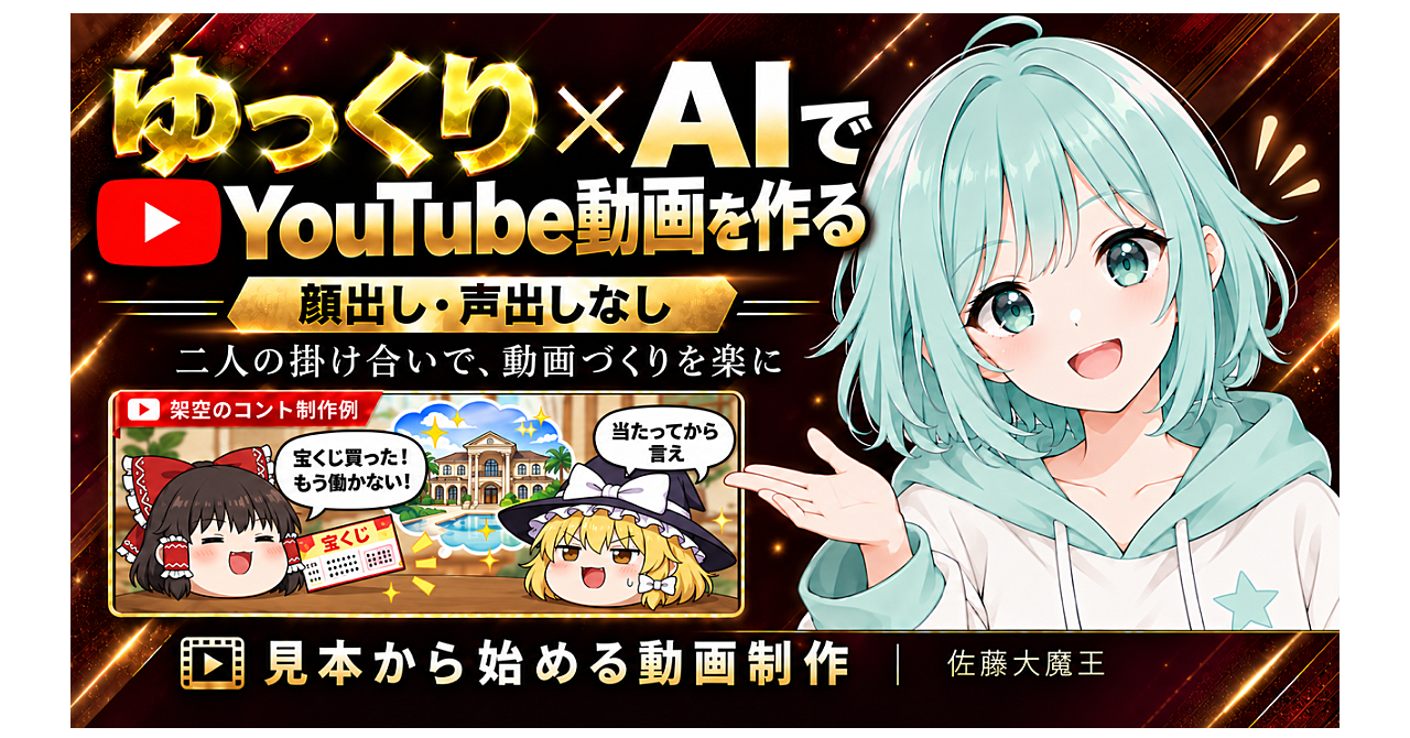 【今だけ1280円!】ゆっくり×AIでYouTube制作を楽に。掛け合い動画を見本から作るのアイキャッチ画像