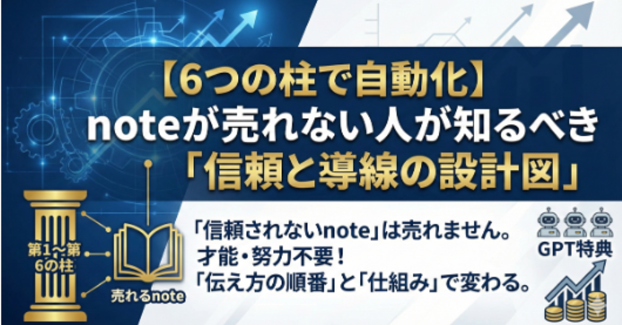 【6つの柱で自動化】noteが売れない人が知るべき「信頼と導線の設計図」