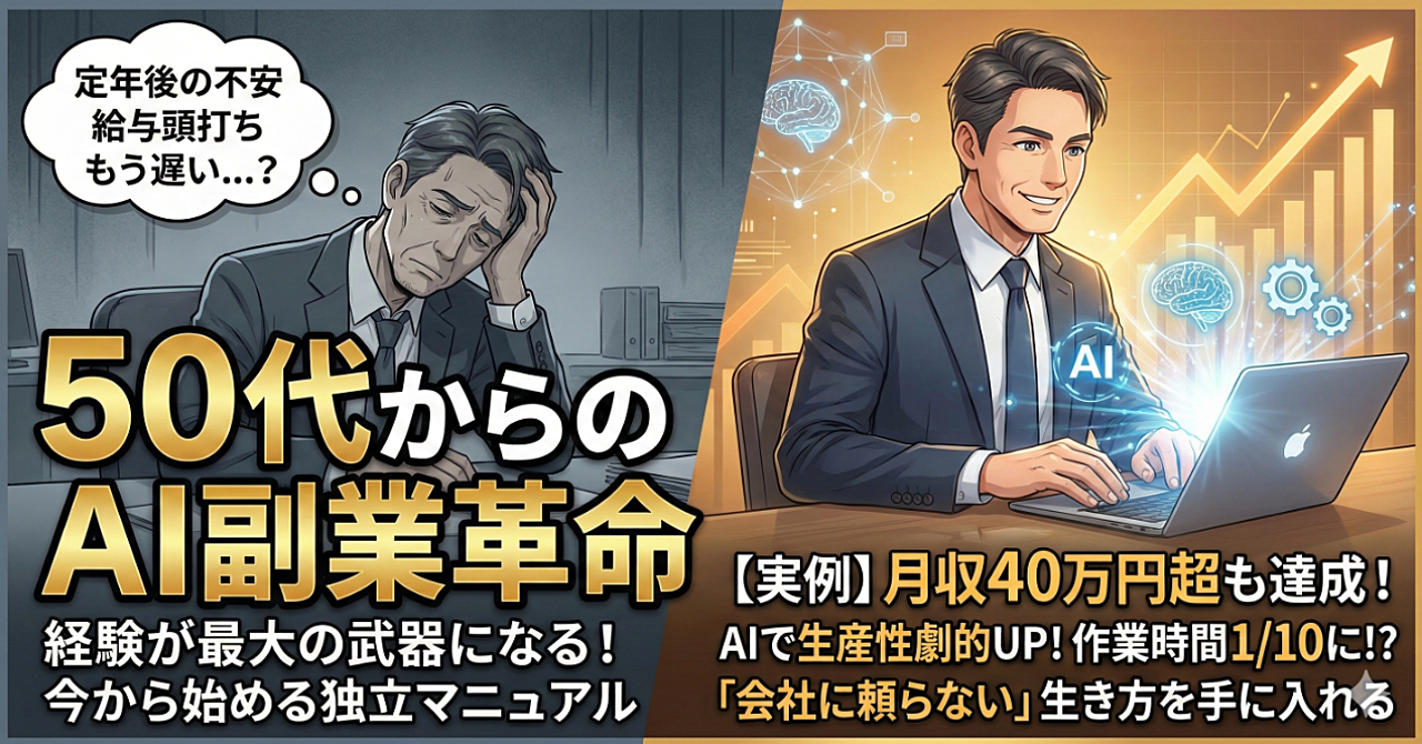 50代からでも遅くない!AI活用で会社員を卒業し月収100万円超えを達成した「逆転独立」完全マニュアル