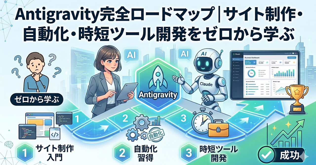 Antigravity完全ロードマップ｜サイト制作・自動化・時短ツール開発をゼロから学ぶ　