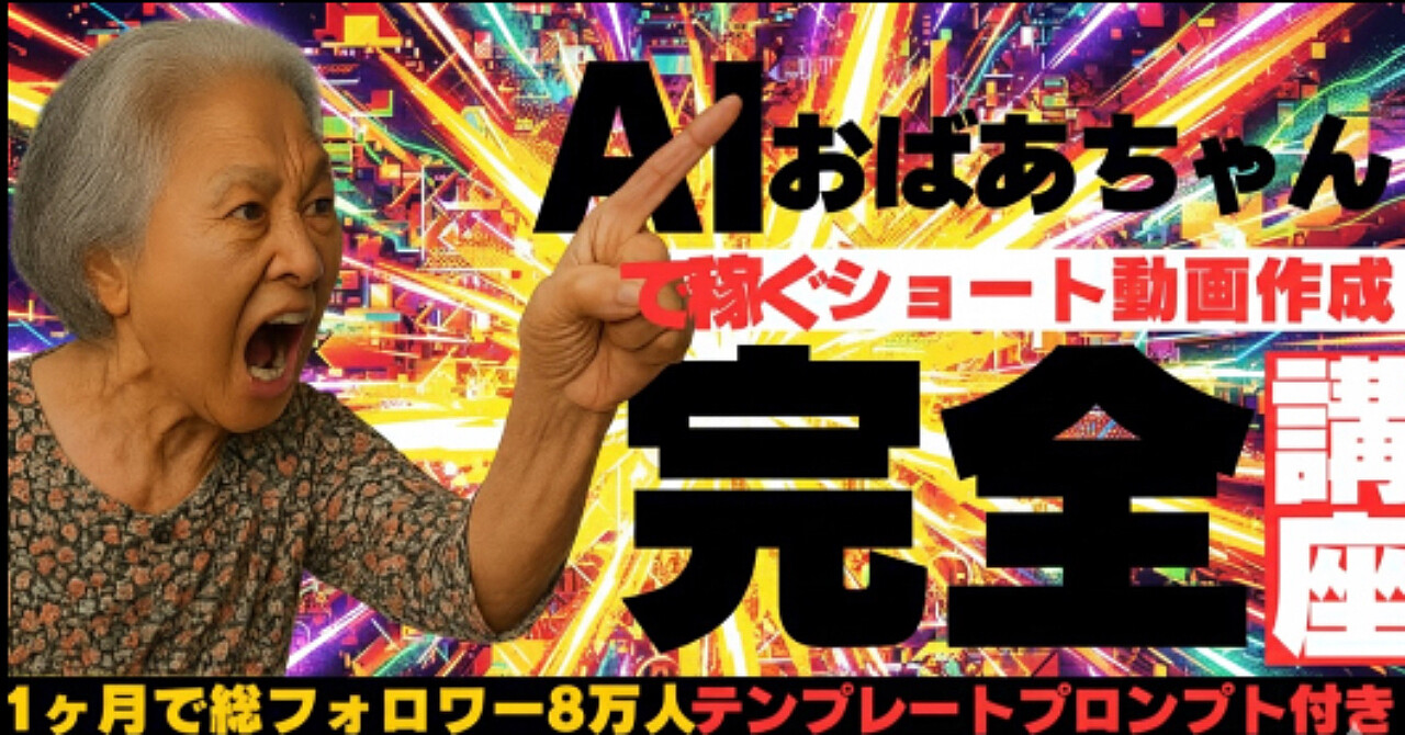 【AI動画副業】AI動画1ヶ月8万フォロワー&月収15万円達成！バズる動画の作り方の完全ロードマップ！テンプレートプロンプト付


