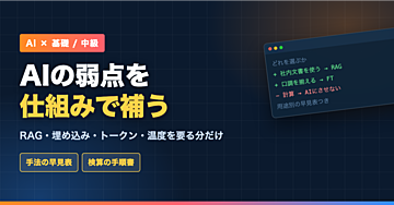 AIの弱点を仕組みで補う｜RAG・埋め込み・トークン・温度を業務判断に要る分だけ