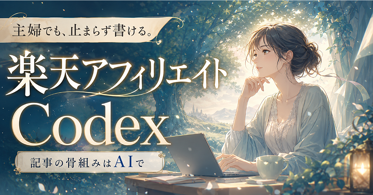 買ってよかった楽天商品を収入の入口に。主婦のための楽天アフィリエイト×Codex実践ガイド