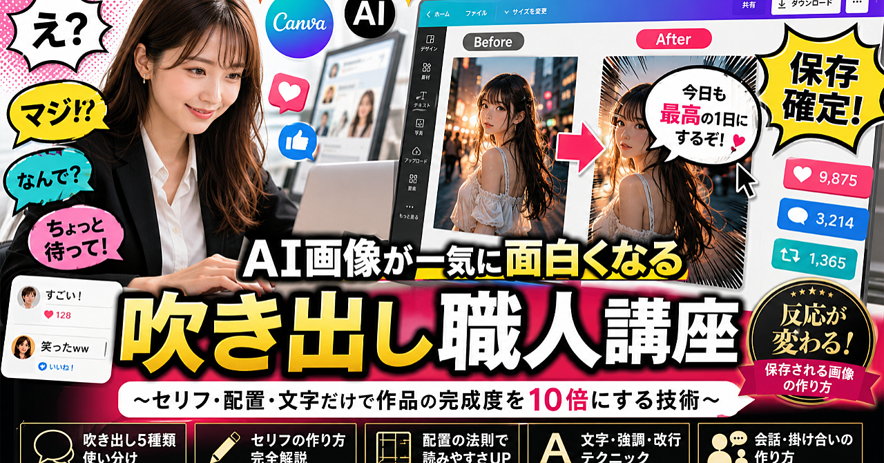 AI画像が一気に面白くなる「吹き出し職人講座」
〜セリフ・配置・文字だけで作品の完成度を10倍にする技術〜