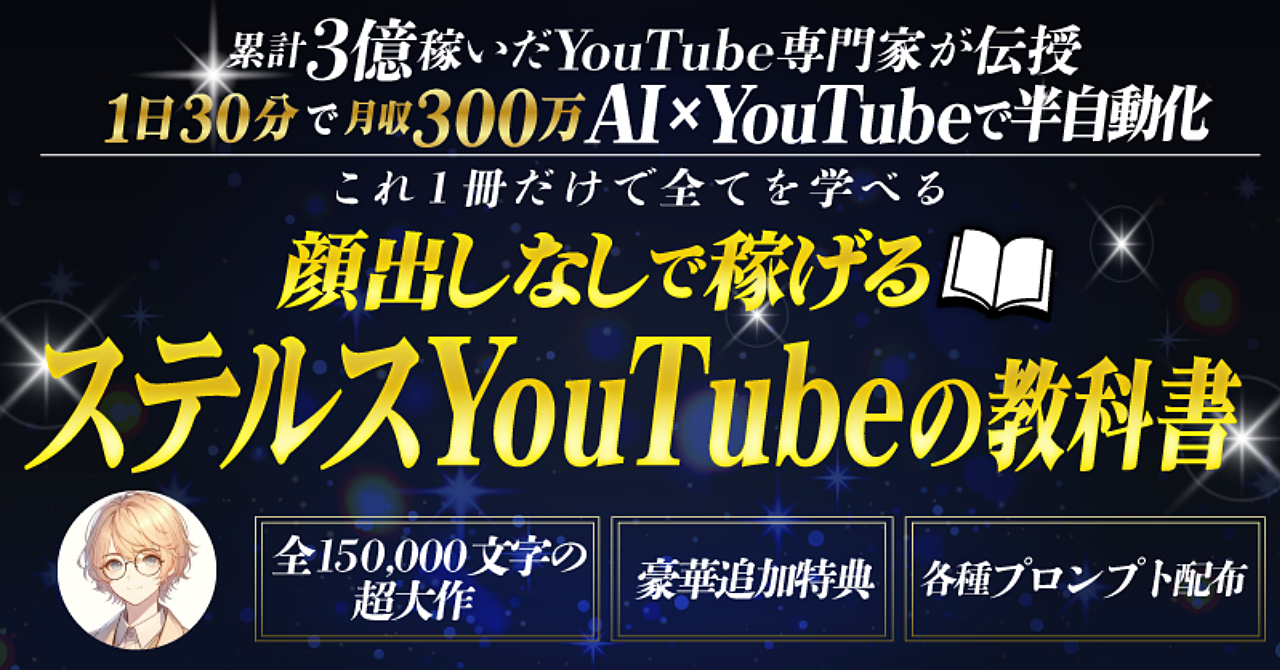 【YouTubeの教科書】AI×YouTubeで半自動化して稼ぐ！累計3億稼いだYouTube専門家が監修の1日30分で月収300万稼ぐノウハウを公開します。