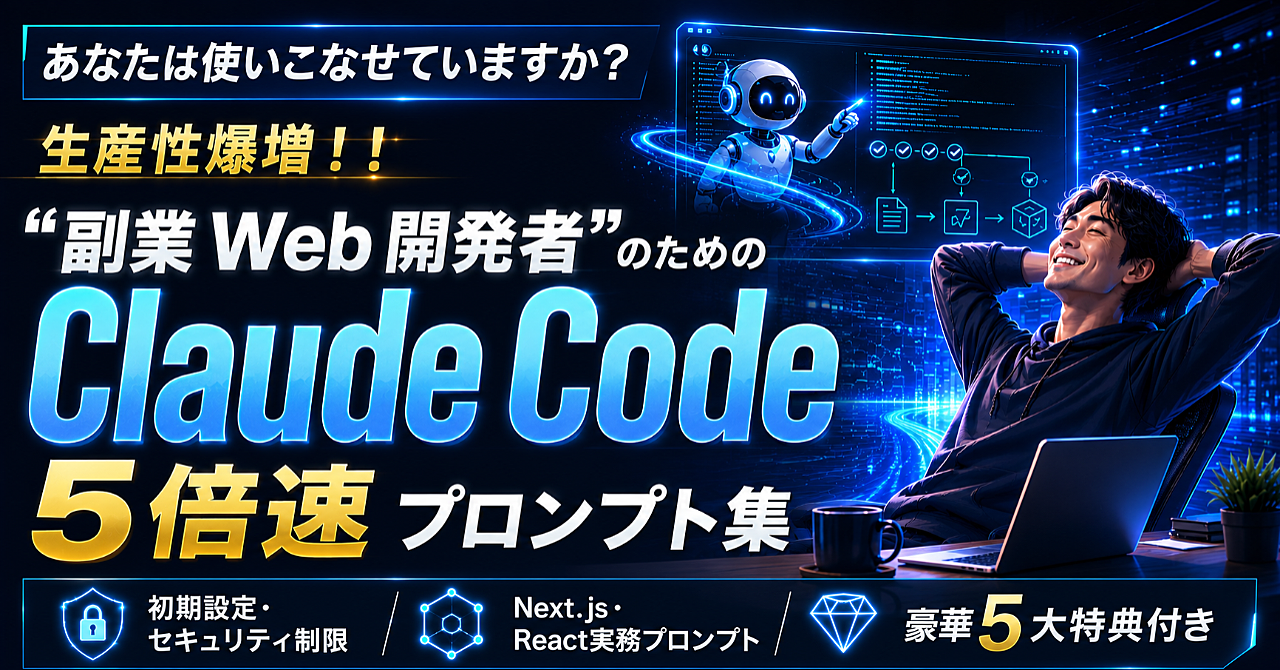 米国で急成長中の Claude Code によるコーディング術。副業Web開発者が開発スピードを5倍まで高めるプロンプト集