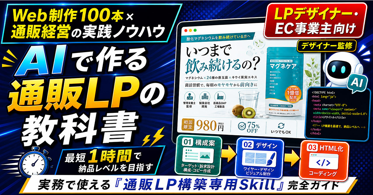 AIで作る通販LPの教科書｜実務で使えるAI活用スキル完全ガイド