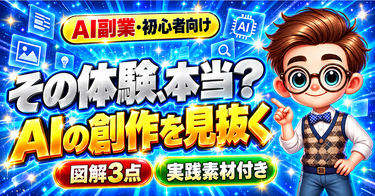 AI副業「その体験談、AIが足してない?」を見抜くのアイキャッチ画像