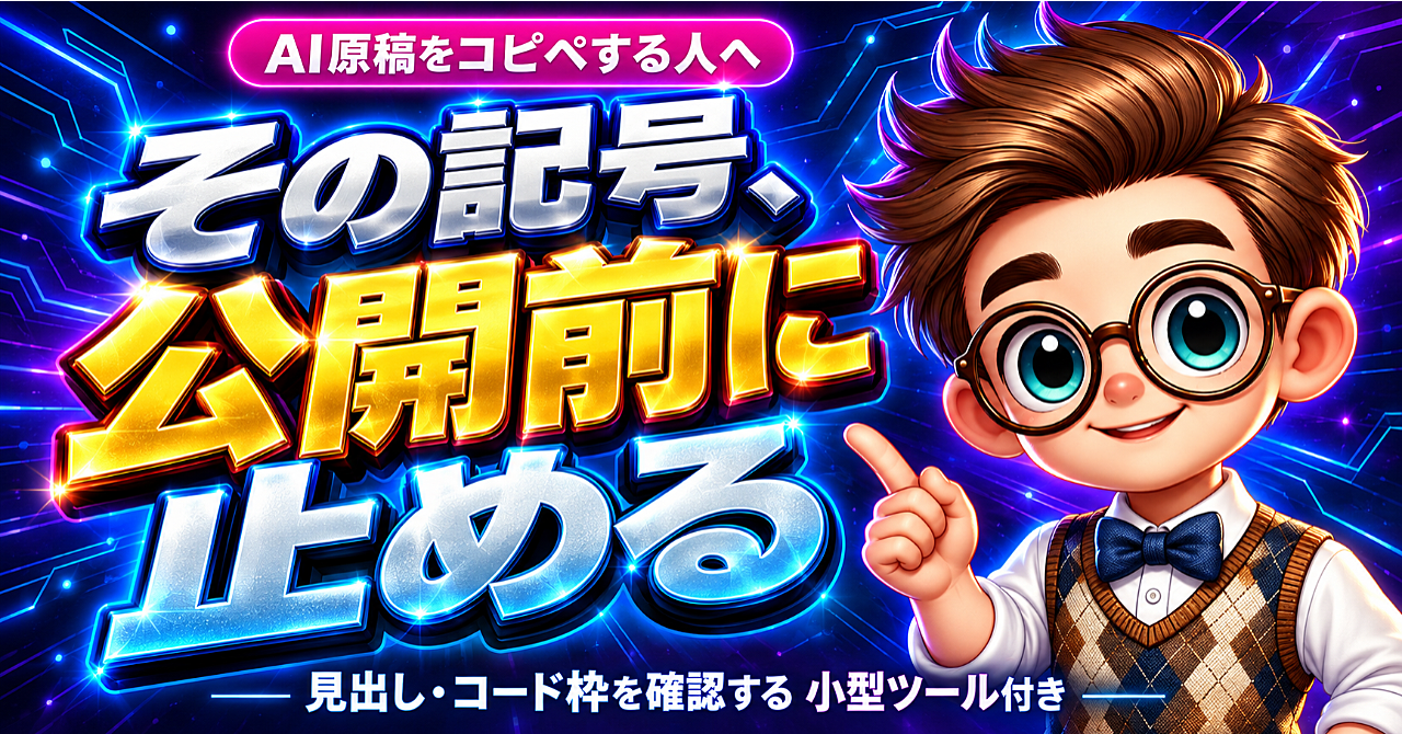 AI原稿の記号残りを止める|投稿前チェックのアイキャッチ画像