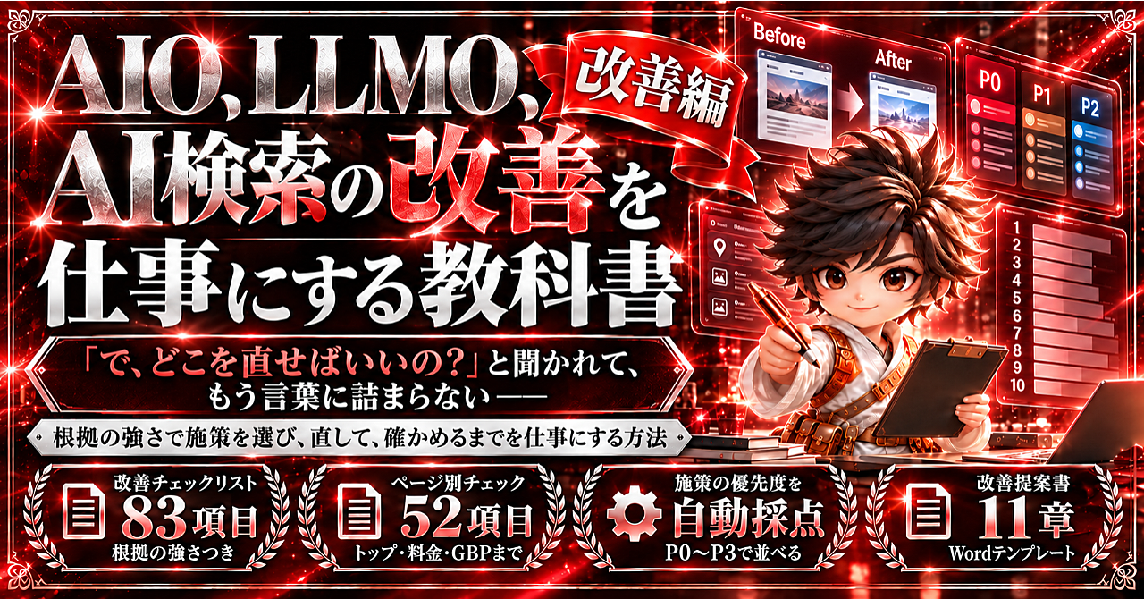 AIO、LLMO、AI検索の診断を仕事にする教科書のアイキャッチ画像