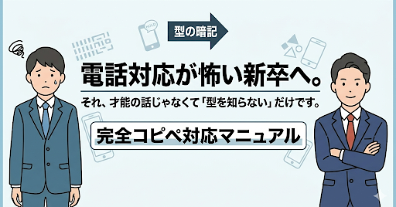 電話対応が怖い新卒へ。

それ、才能の話じゃなくて「型を知らない」だけです。

完全コピペ対応マニュアル