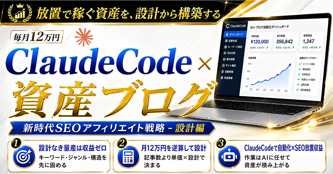 【35大特典付】やすもりさんのBrain「【毎月12万円】ClaudeCode×資産ブログ｜新時代SEOアフィリエイト戦略 – 設計編」評判口コミ感想レビュー