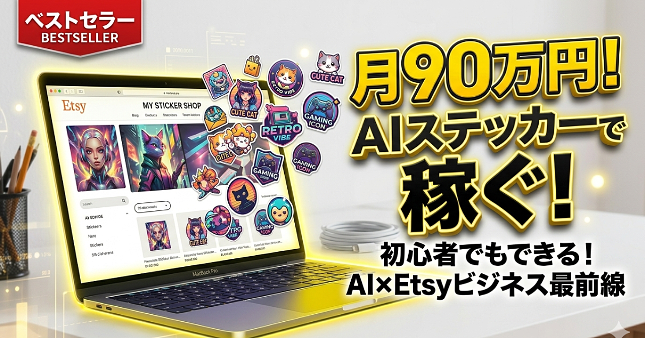 デザイン不要のAIステッカー副業術：1日10分の資産構築で月収90万円を目指すロードマップ