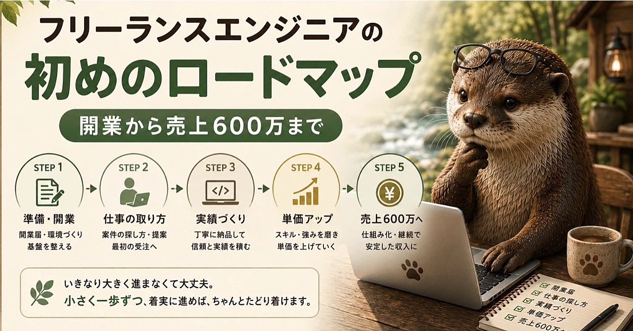 結局みんなこれでした。フリーランス15年で何度も見てきた。フリーランスエンジニアの王道ロードマップ （開業から売上600万まで）