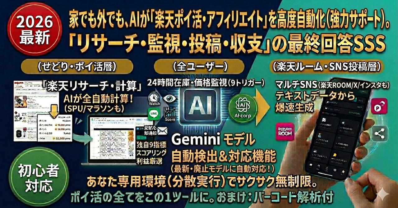 【2026最新・日本唯一】

正直に言います。

楽天ポイ活で成果を出している人と
そうでない人の差は、才能でも努力でもありません。

「情報をどれだけ速く・正確に取れるか」
ただ、それだけです。

