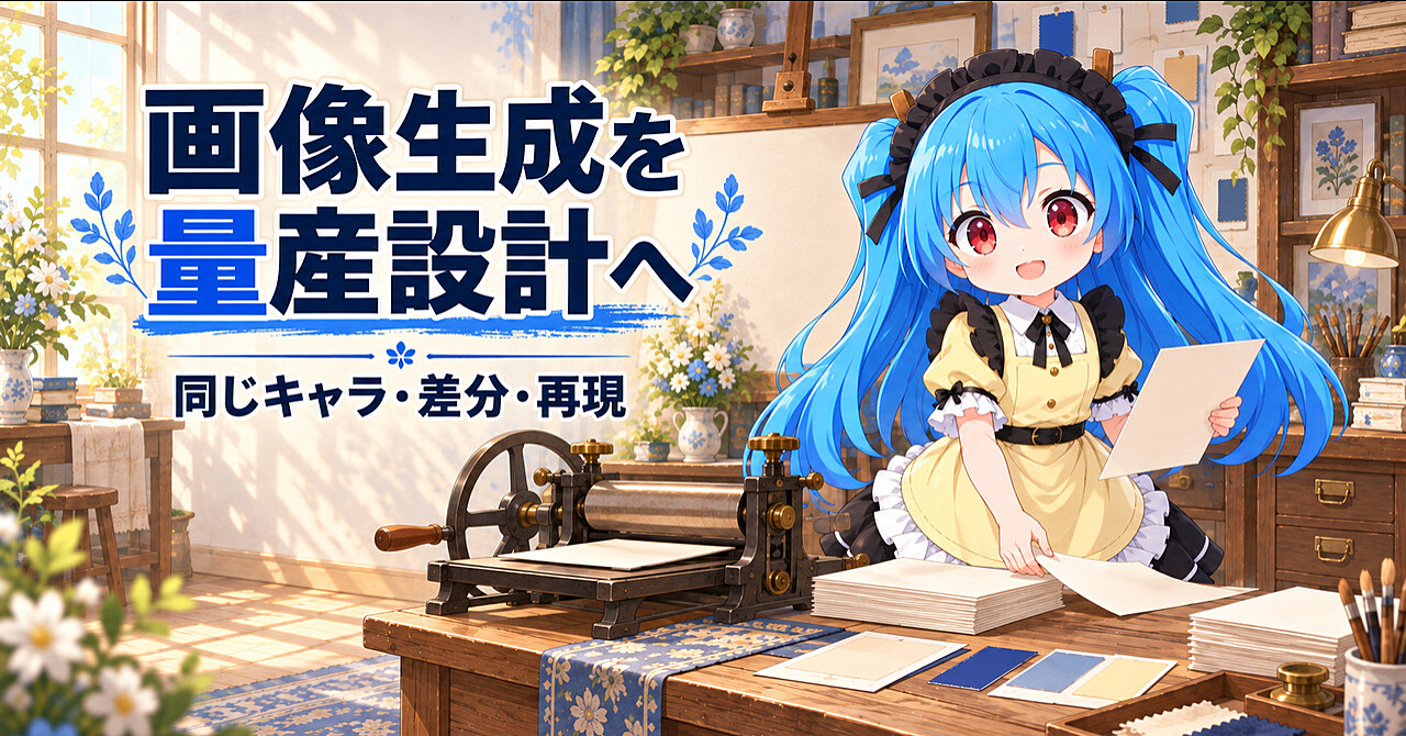 【実践設計】AI画像生成を「当たり待ち」から卒業する――同じキャラ・差分・量産を再現できる制作システムのアイキャッチ画像