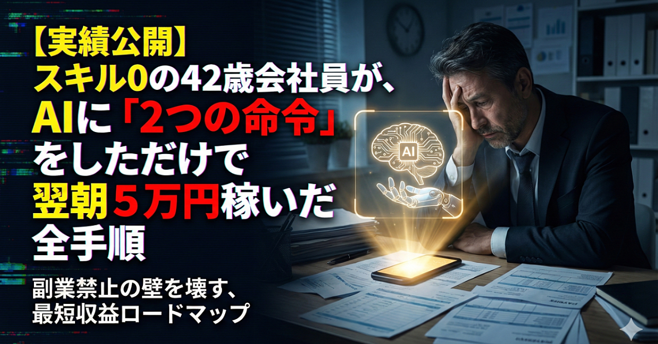 【AI×Brain】残業続きの40代パパが、深夜15分の「ゴースト執筆」で初月から5万円を積み上げた全手順｜コピペ用プロンプト＆門外不出のテンプレート付