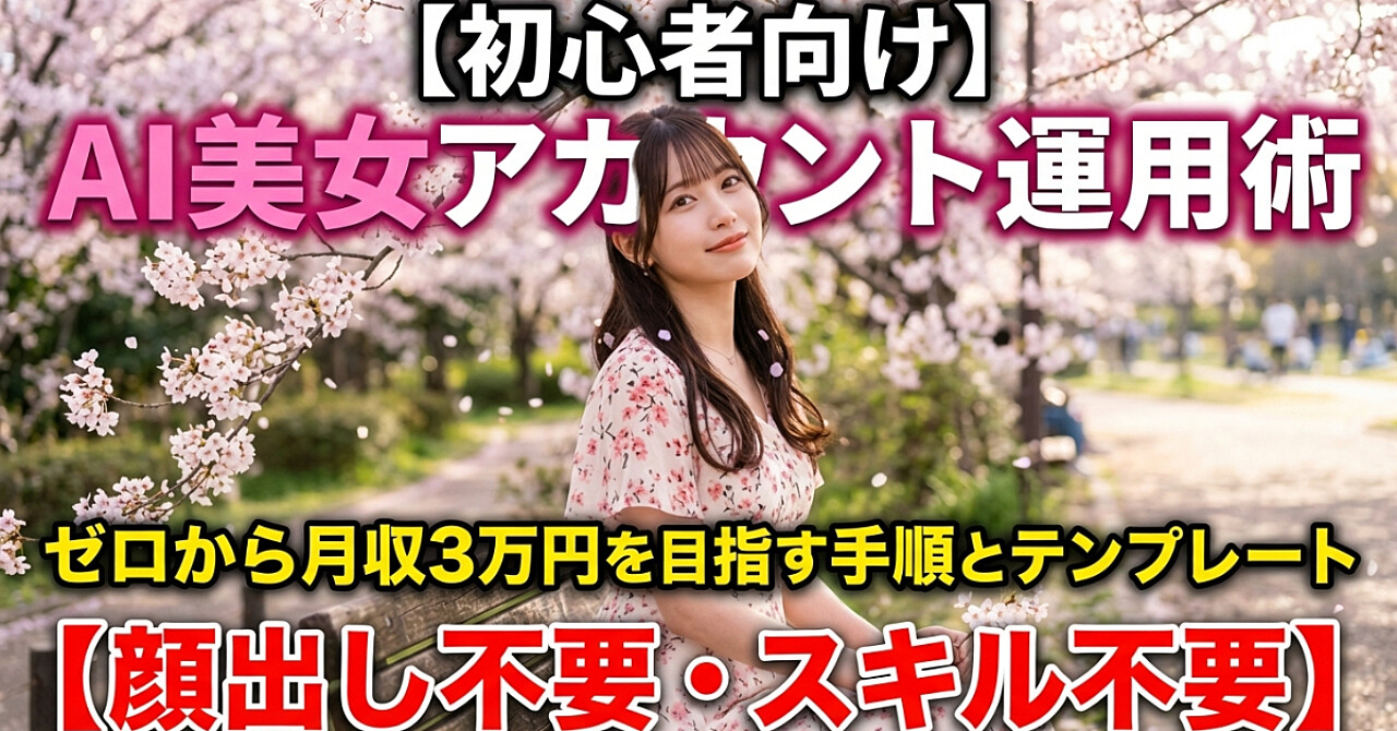 【初心者向け】AI女性アカウント運用代行｜ゼロから月3万円ラインを目指す手順とテンプレまとめ【顔出し不要・スキルなしでOK】