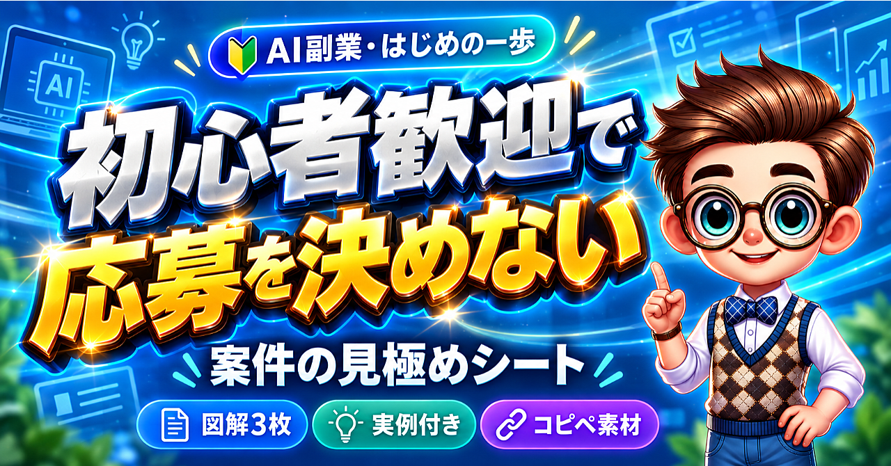 初心者歓迎で応募を決めない案件選びのアイキャッチ画像