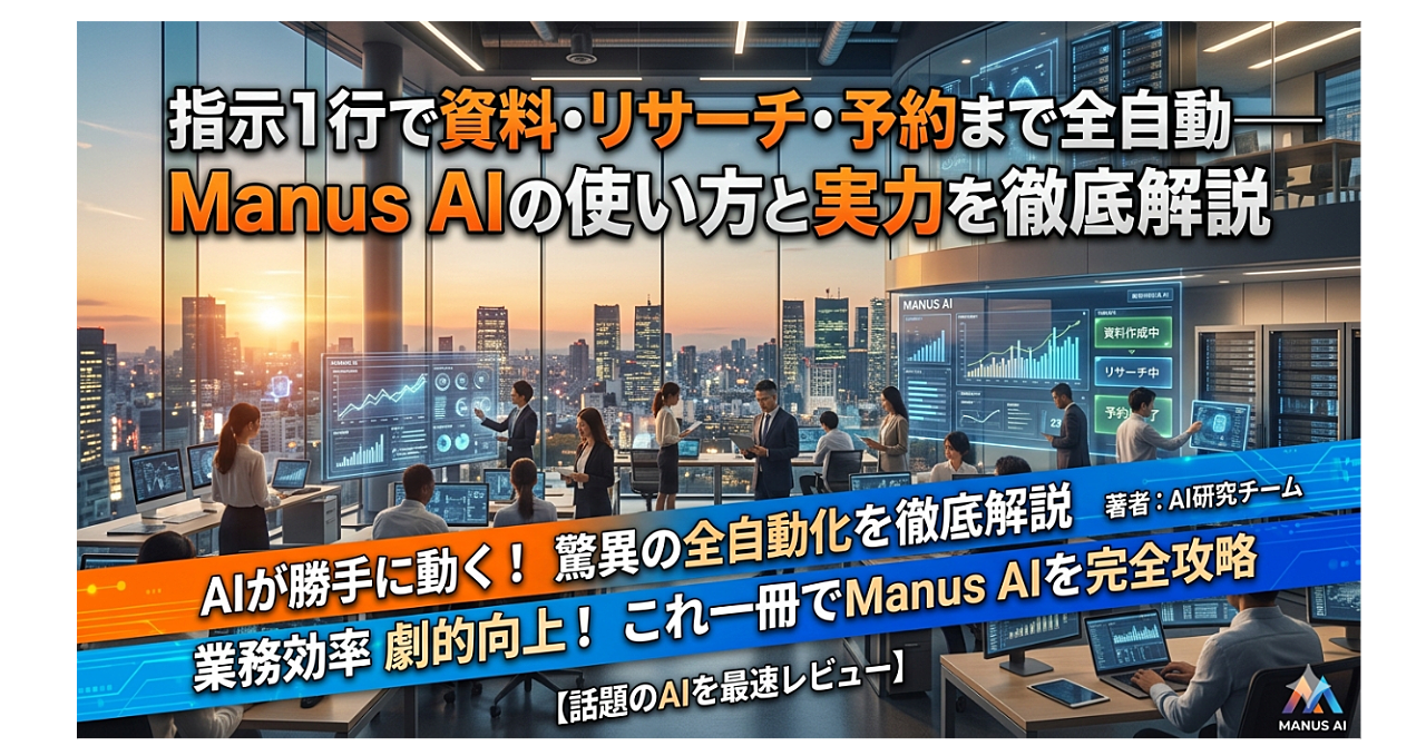 指示1行で資料・リサーチ・予約まで全自動——Manus AIの使い方と実力を徹底解説