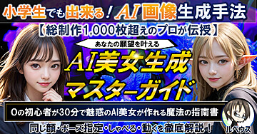 小学生でも出来る！総制作1,000枚超えのプロが伝授 0の初心者が30分で魅惑のAI美女が作れる魔法の指南書 同じ顔・ポーズ指定・しゃべる・動くを徹底解説あなたの願望を叶えるAI美女生成マスターガイド