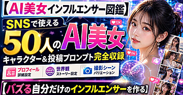 【AI美女インフルエンサー図鑑】SNSで使える50人のAI美女キャラクター＆投稿プロンプト完全収録｜プロフィール・世界観・撮影シーンまで【バズる自分だけのインフルエンサーを作る】