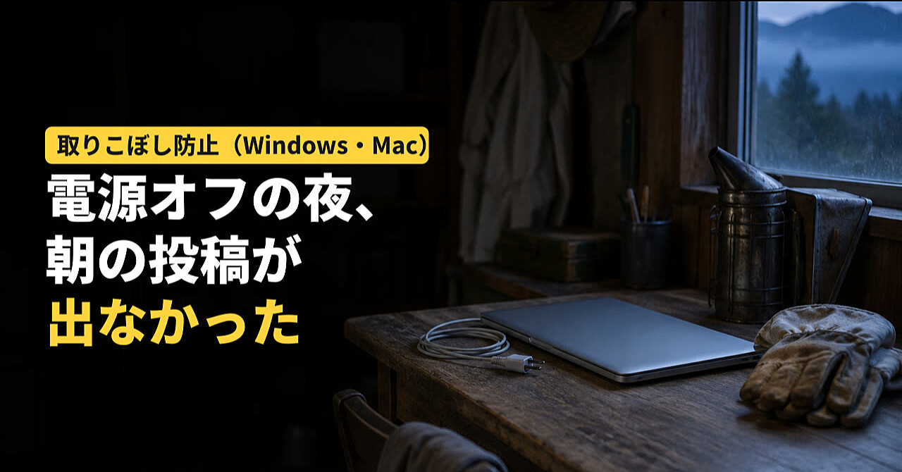 パソコンが止まっても、決まった時刻の仕組みを取りこぼさないキット|タスク スケジューラとlaunchdを読むだけで点検、二重にしない「手順0」、答えつき練習【Claude Code・Codex】のアイキャッチ画像