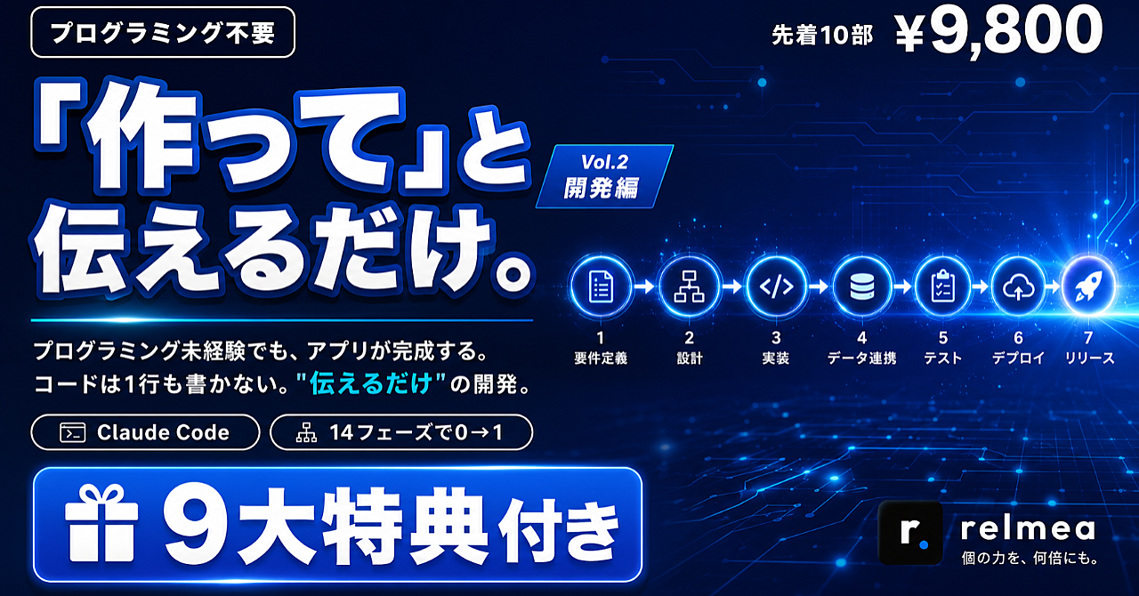 【先着10部】「作って」と伝えるだけ。プログラミング未経験でもアプリが完成する開発設計書