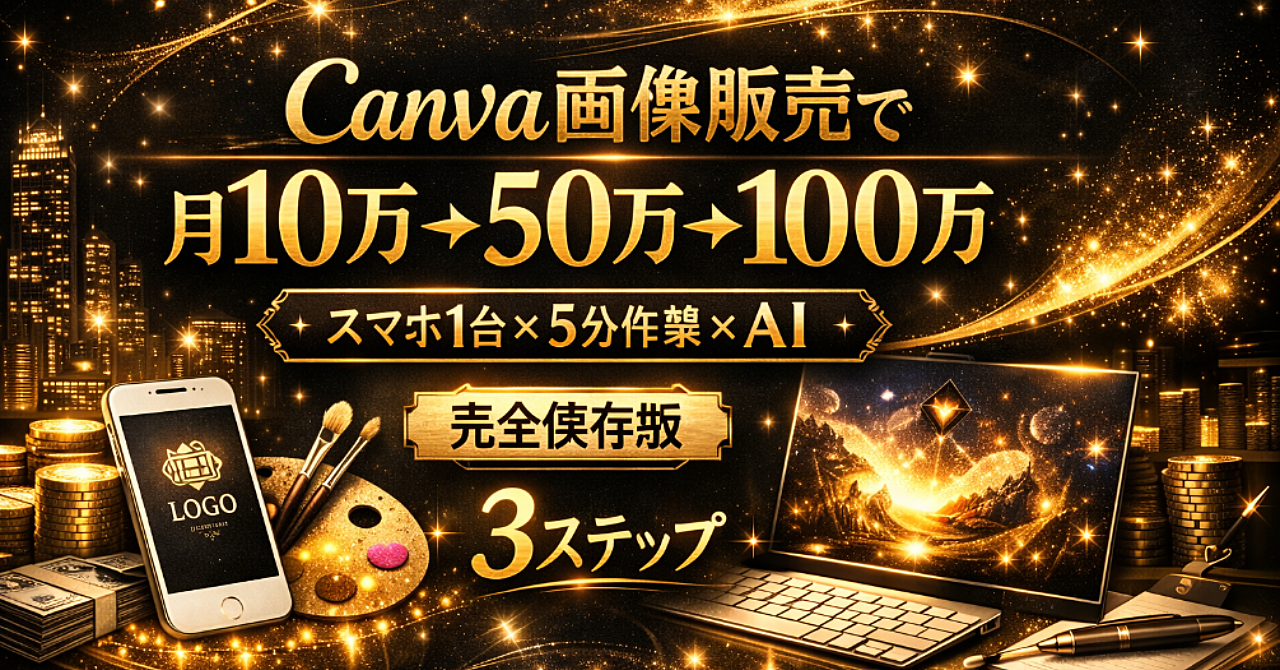 Canva画像販売で月10万→50万→100万を目指す｜初心者向け3ステップ完全ガイド