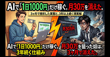 AIで「1日1000円」だけ稼ぐ。月30万を狙った奴は、3ヶ月で消えた。